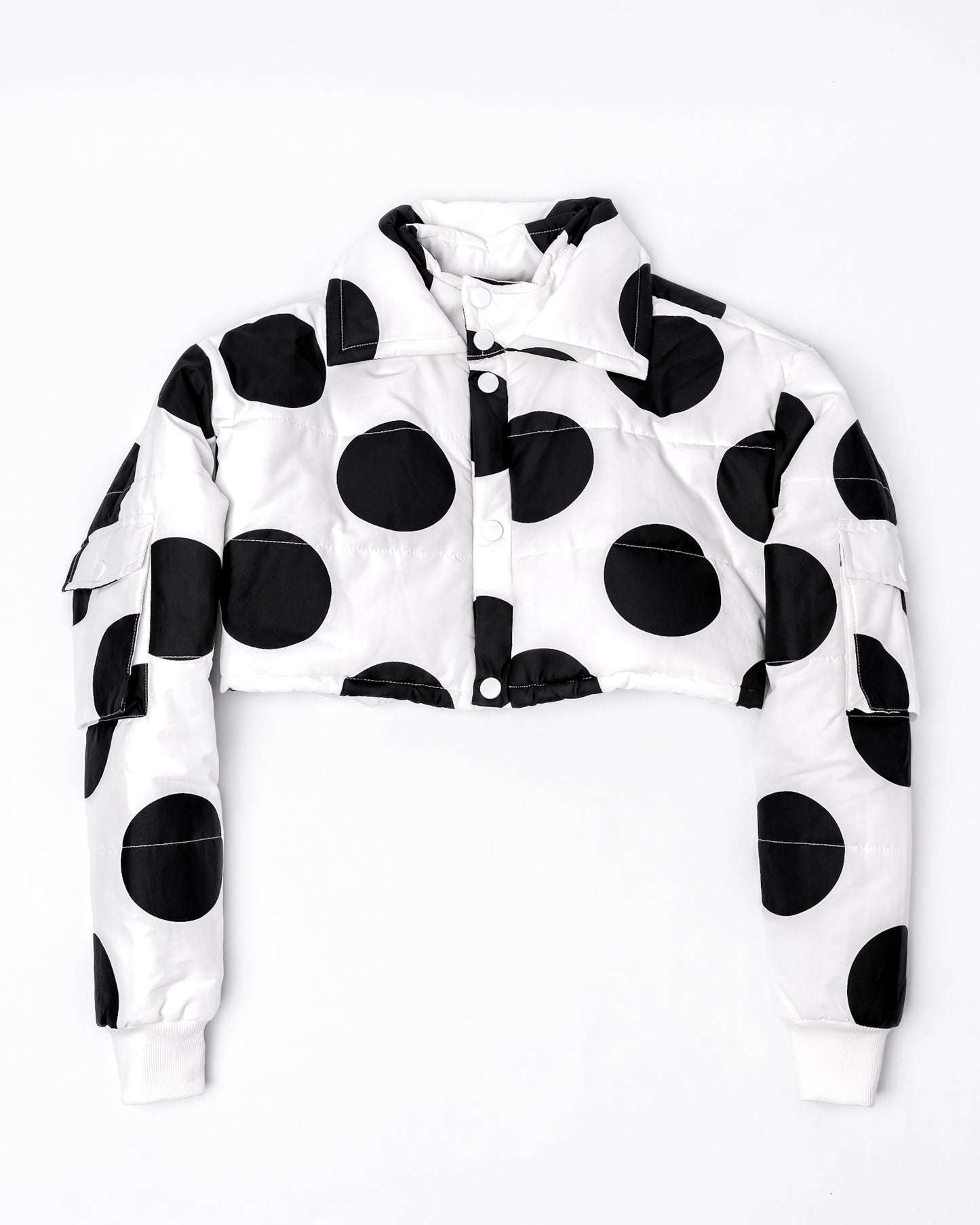 Women's Crop Polkaface Puffer-White