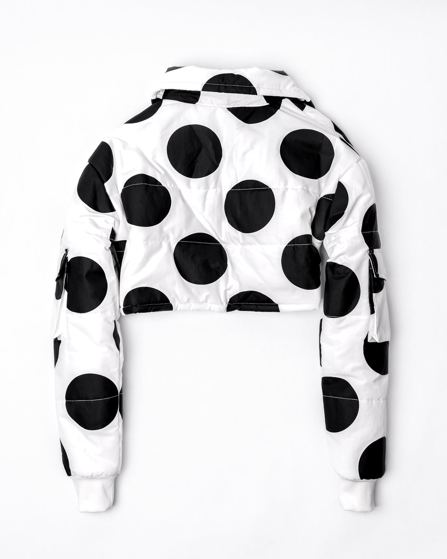 Women's Crop Polkaface Puffer-White