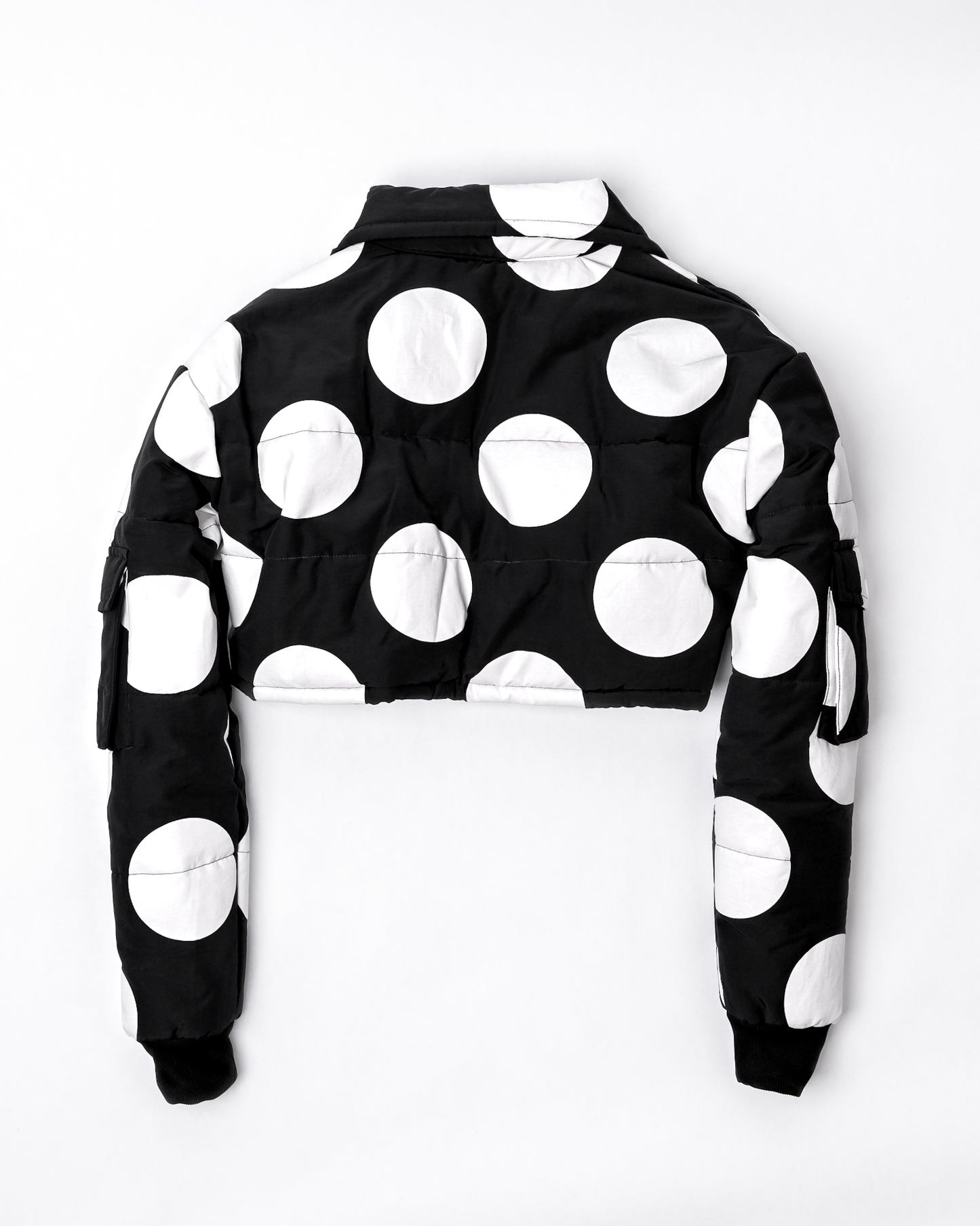 Women's Crop Polkaface Puffer-Black