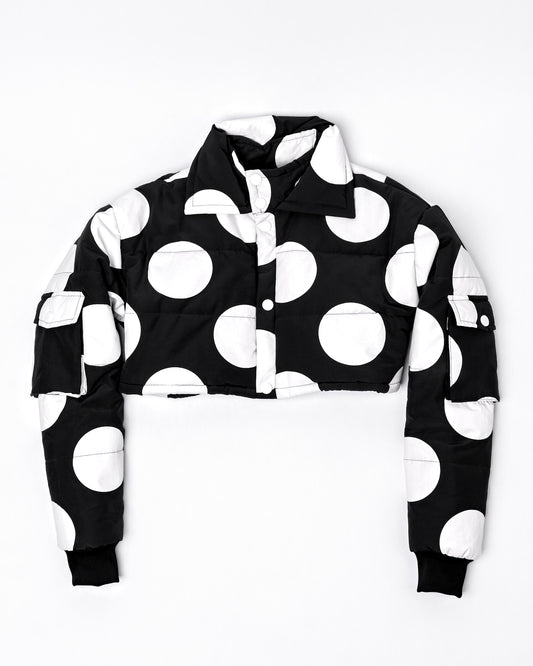 Women's Crop Polkaface Puffer-Black